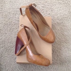 Caramel heels with ankle strap